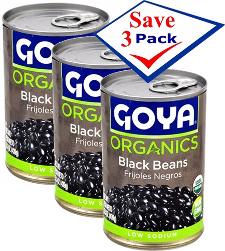Goya Organics Black Beans 15.5 oz Pack of 3